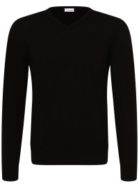 Seidensticker Pullover - Merinowolle - V-Ausschnitt - schwarz