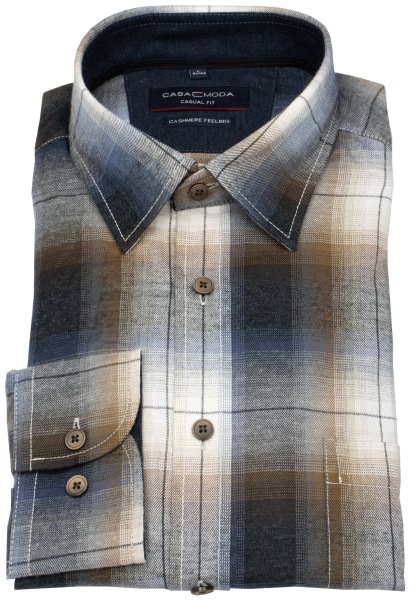 Casa Moda Hemd - Casual Fit - Kentkragen - leichter Flanell - kariert - mehrfarbig