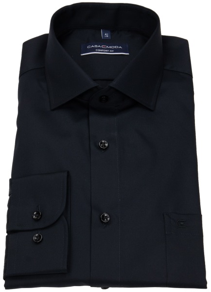 Casa Moda Hemd - Comfort Fit - Kentkragen - Twill - schwarz - extra langer 72cm Arm - ohne OVP