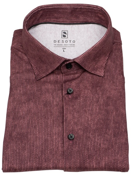 DESOTO Hemd - Slim Fit - Jersey - Kentkragen - burgunderrot - 88728-3 412 