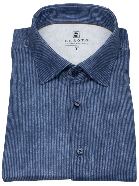 DESOTO Hemd - Slim Fit - Jersey - Kentkragen - dunkelblau - 88728-3 582 