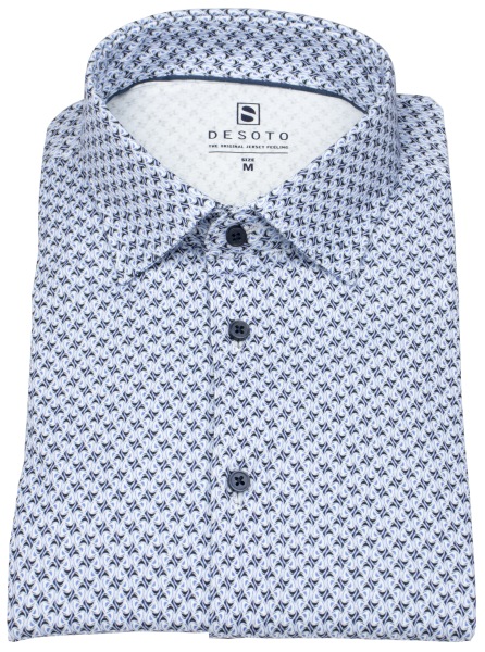 DESOTO Hemd - Slim Fit - Jersey - Kentkragen - Print - hellblau / dunkelblau - ohne OVP