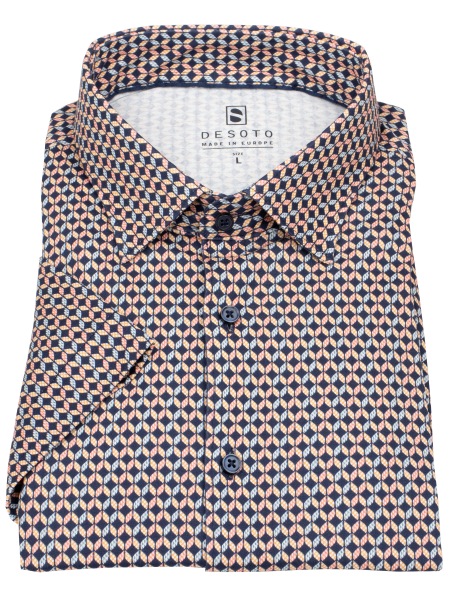 DESOTO Kurzarmhemd - Slim Fit - Jersey - Kentkragen - Print - mehrfarbig - ohne OVP - 82132-3 322 