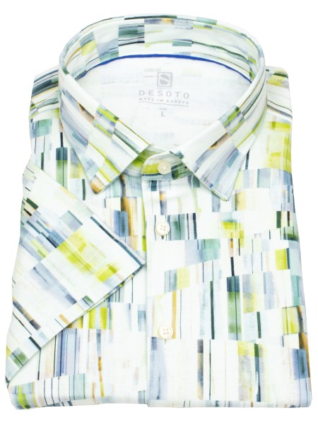 DESOTO Kurzarmhemd - Slim Fit - Jersey - Kentkragen - Print - mehrfarbig - ohne OVP - 82232-3 612 