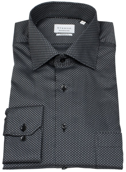 Eterna Hemd - Comfort Fit - Kentkragen - Print - schwarz / grau - 1059 E19K 38 