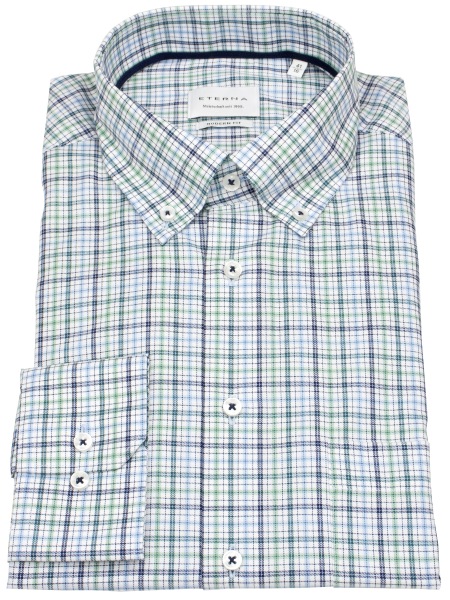 Eterna Hemd - Modern Fit - Button Down - kariert - grün / blau / weiß