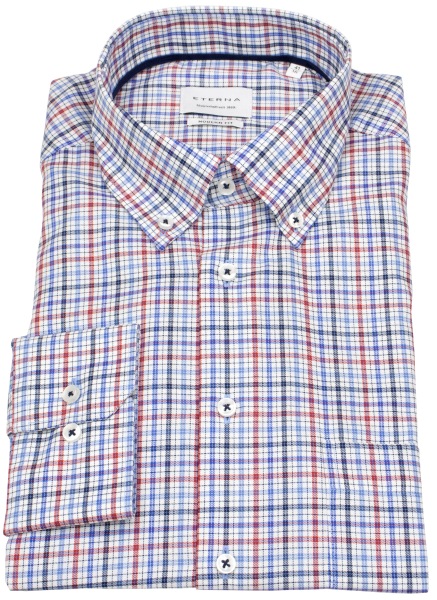 Eterna Hemd - Modern Fit - Button Down - kariert - rot / blau / weiß