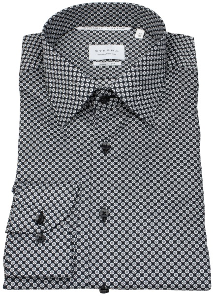Eterna Hemd - Modern Fit - Dynamic Cotton - Print - schwarz / grau - ohne OVP