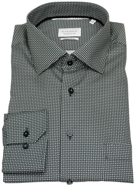 Eterna Hemd - Modern Fit - Dynamic Cotton - schwarz / grün / weiß