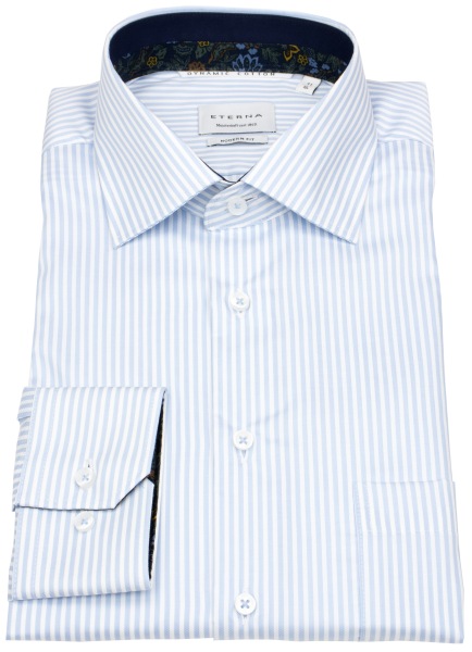 Eterna Hemd - Modern Fit - Dynamic Cotton - Streifen - hellblau / weiß - ohne OVP - 1091 X95K 12 