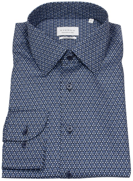 Eterna Hemd - Modern Fit - Print - dunkelblau / hellblau / weiß