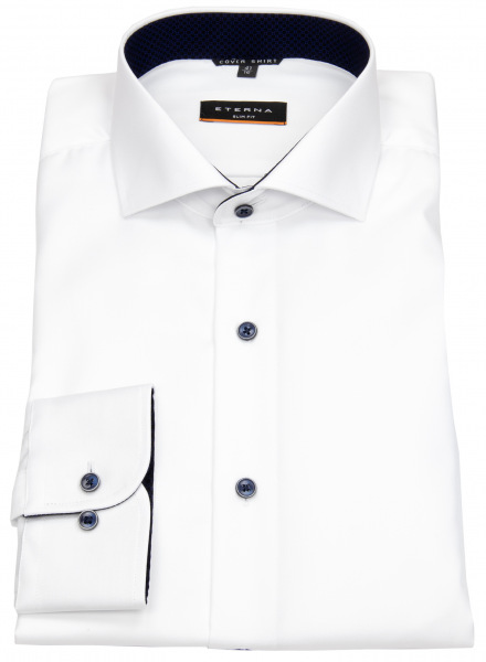 Eterna Hemd - Slim Fit - Cover Shirt - Kontrastknöpfe - weiß - 8819 F142 00 