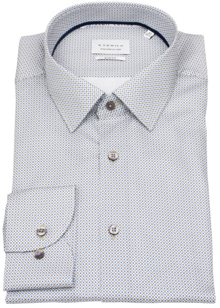 Eterna Hemd - Slim Fit - Kentkragen - Dynamic Cotton - blau / beige / weiß