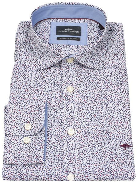 Fynch-Hatton Hemd - Casual Fit - Kentkragen - Print mit kleinen Blättern - mehrfarbig - 1514 8543 368 