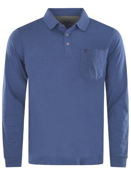 Hajo Poloshirt - Regular Fit - Langarm - Softknit - blau - 20072/3 600 