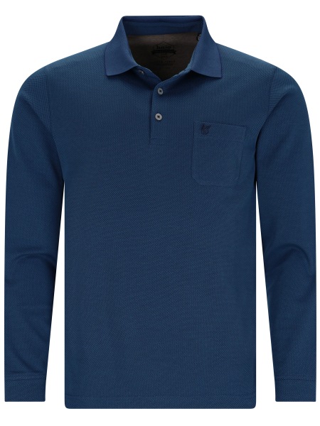 Hajo Poloshirt - Regular Fit - Langarm - Softknit - blau - 20099 600 
