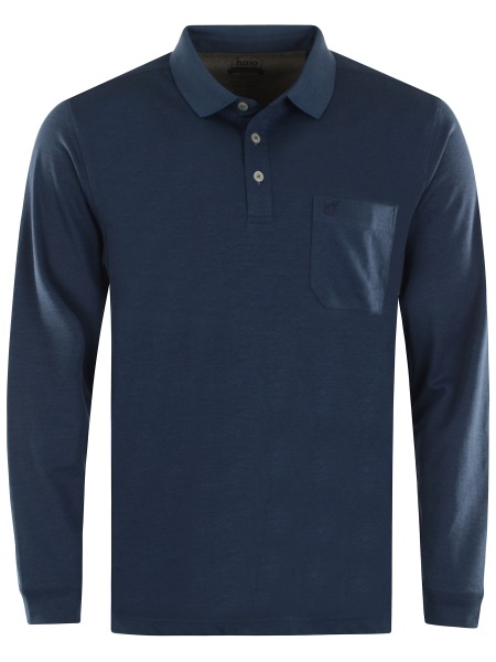 Hajo Poloshirt - Regular Fit - Langarm - Softknit - dunkelblau - 20072/3 609 