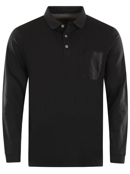 Hajo Poloshirt - Regular Fit - Langarm - Softknit - schwarz - 20072/3 100 