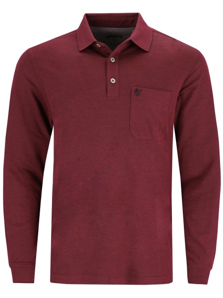 Hajo Poloshirt - Regular Fit - Langarm - Softknit - weinrot - 20072/3 314 