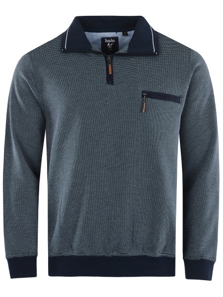 Hajo Sweatshirt - Regular Fit - Troyerkragen mit Reissverschluss - dunkelblau - 26222/3 609 