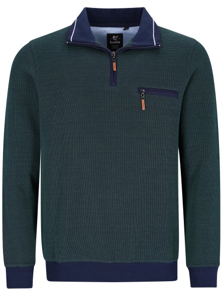 Hajo Sweatshirt - Regular Fit - Troyerkragen mit Reissverschluss - grün - 26222/3 591 