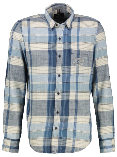 Lerros Hemd - Regular Fit - Button Down Kragen - kariert - blau / weiß - ohne OVP