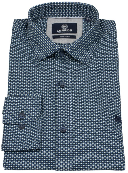 Lerros Hemd - Regular Fit - Haikragen - feines Muster - blau - 2581352 429 