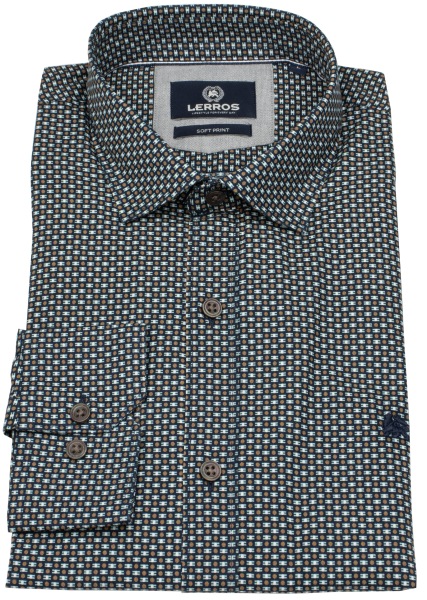 Lerros Hemd - Regular Fit - Haikragen - feines Muster - braun - 2581352 756 