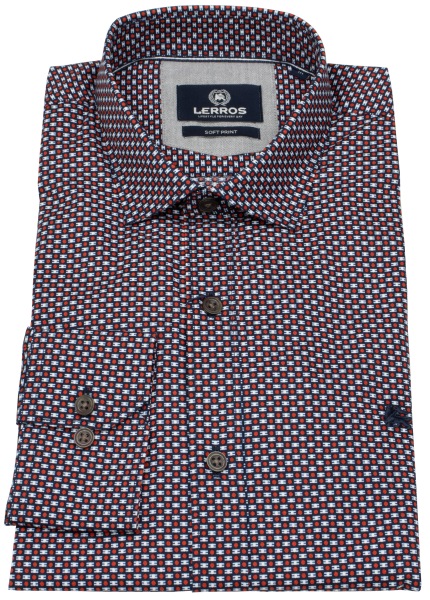 Lerros Hemd - Regular Fit - Haikragen - feines Muster - rot - 2581352 344 