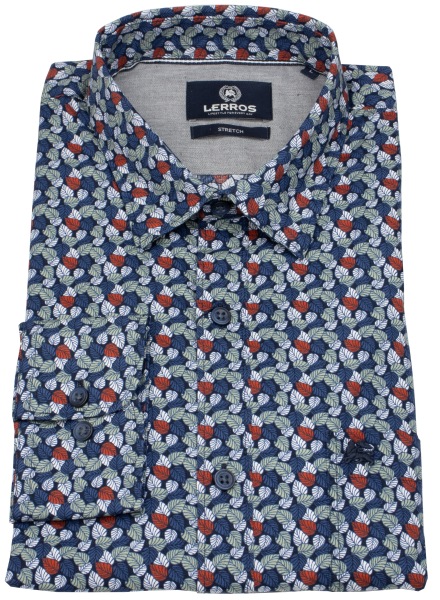 Lerros Hemd - Regular Fit - Under Button Down - Blätter Muster - mehrfarbig - 2581457 344 