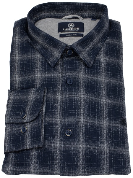 Lerros Hemd - Regular Fit - Under Button Down - kariert - dunkelblau - 2581466 485 