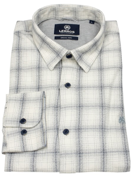 Lerros Hemd - Regular Fit - Under Button Down - kariert - weiß / blau - 2581466 103 