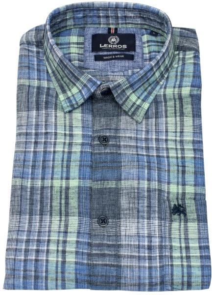 Lerros Kurzarmhemd - Regular Fit - Kentkragen - kariert - blau - ohne OVP - 2562041 485 