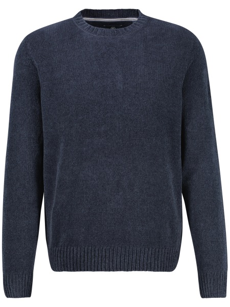 Lerros Pullover - Regular Fit - Rundhals-Ausschnitt - Chenille - dunkelblau