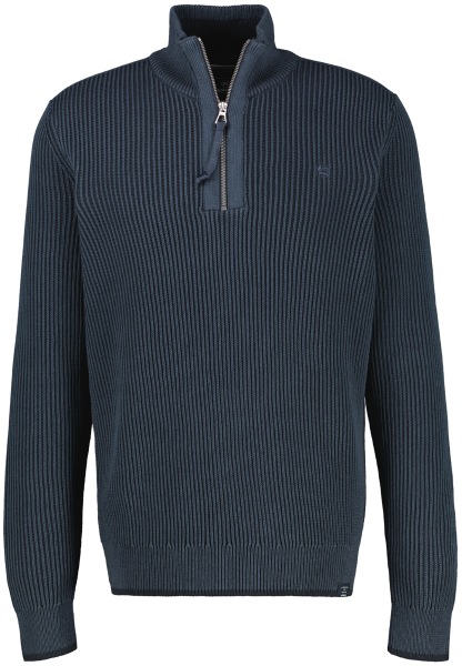 Lerros Pullover - Regular Fit - Troyer - Struktur - dunkelblau