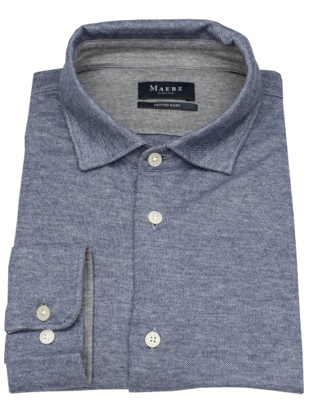 MAERZ Muenchen Hemd - Modern Fit - Haifischkragen - Jersey - blau - 742901 399 