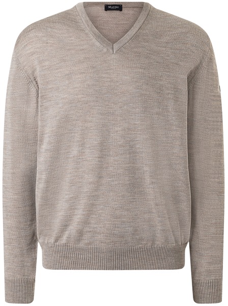MAERZ Muenchen Pullover - Classic Fit - V-Ausschnitt - Merinowolle - beige