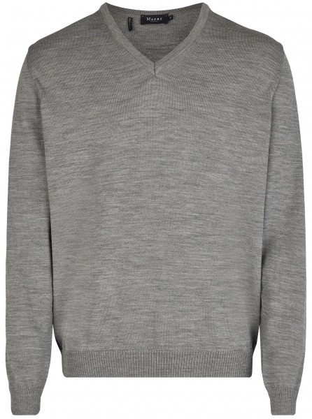 MAERZ Muenchen Pullover - Comfort Fit - V-Ausschnitt - Merinowolle - grau - 490400 544 