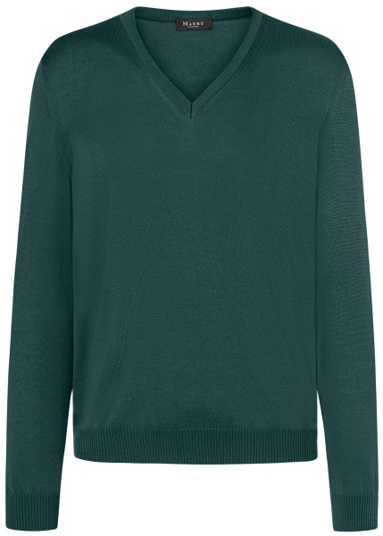 MAERZ Muenchen Pullover - Comfort Fit - V-Ausschnitt - Merinowolle - grün - 490400 234 