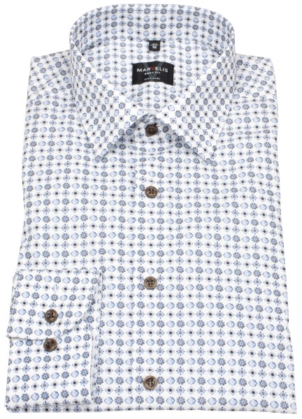 Marvelis Hemd - Body Fit - Kentkragen - Kontrastknöpfe - blau / braun - ohne OVP