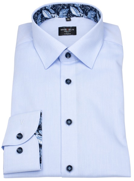 Marvelis Hemd - Body Fit - Kentkragen - Kontrastknöpfe - hellblau - ohne OVP - 7524 84 11 