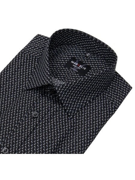Marvelis Hemd - Body Fit - Print - schwarz / grau / weiß - extra langer 69cm Arm - 7524 49 68 