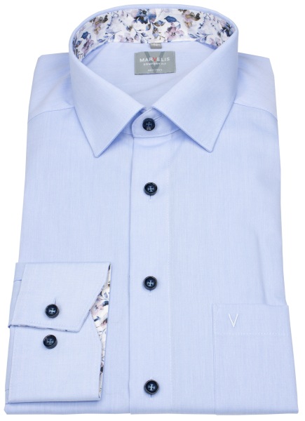 Marvelis Hemd - Comfort Fit - Kentkragen - Kontrastknöpfe - hellblau - 7046 84 11 