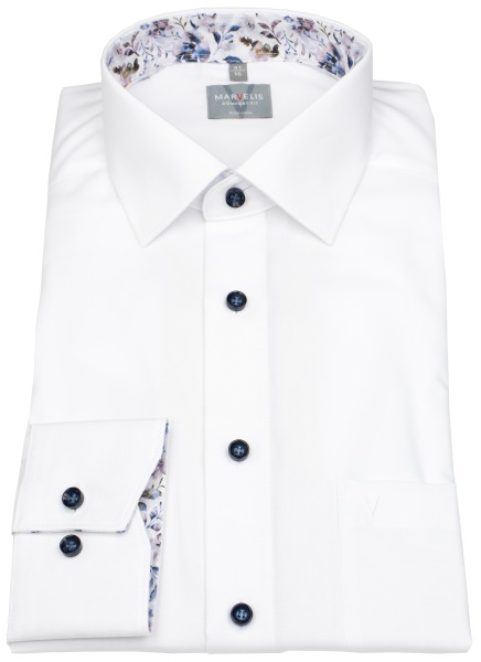 Marvelis Hemd - Comfort Fit - Kentkragen - Kontrastknöpfe - weiß - 7046 84 10 