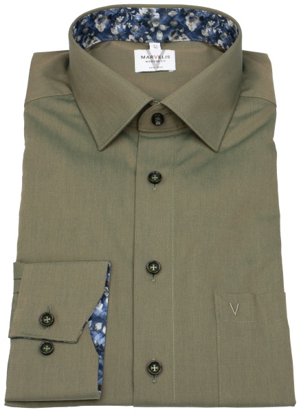 Marvelis Hemd - Modern Fit - Kentkragen - grün - extra langer 69cm Arm - 7246 89 48 