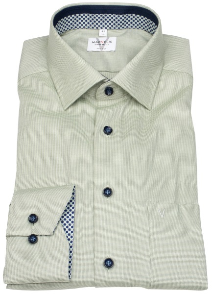 Marvelis Hemd - Modern Fit - Kentkragen - Kontrastknöpfe - grün - 7206 84 47 