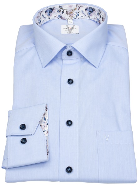 Marvelis Hemd - Modern Fit - Kentkragen - Kontrastknöpfe - hellblau - 7246 84 11 