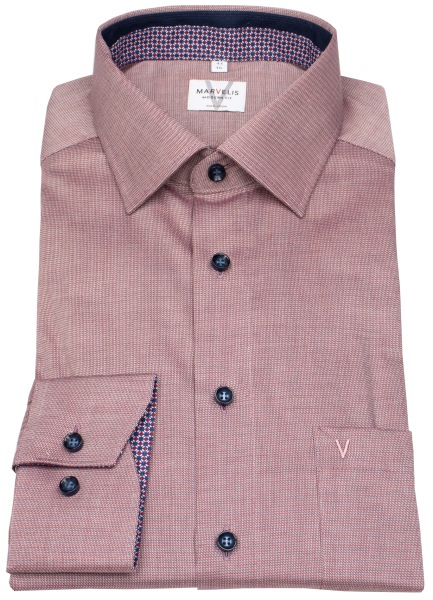 Marvelis Hemd - Modern Fit - Kentkragen - Kontrastknöpfe - rot - 7206 84 39 