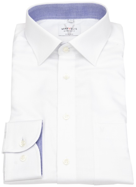 Marvelis Hemd - Modern Fit - Patch - Struktur - weiß - ohne OVP