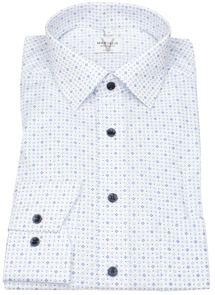Marvelis Hemd - Modern Fit - Print - blau / weiß - ohne OVP - 7226 84 11 